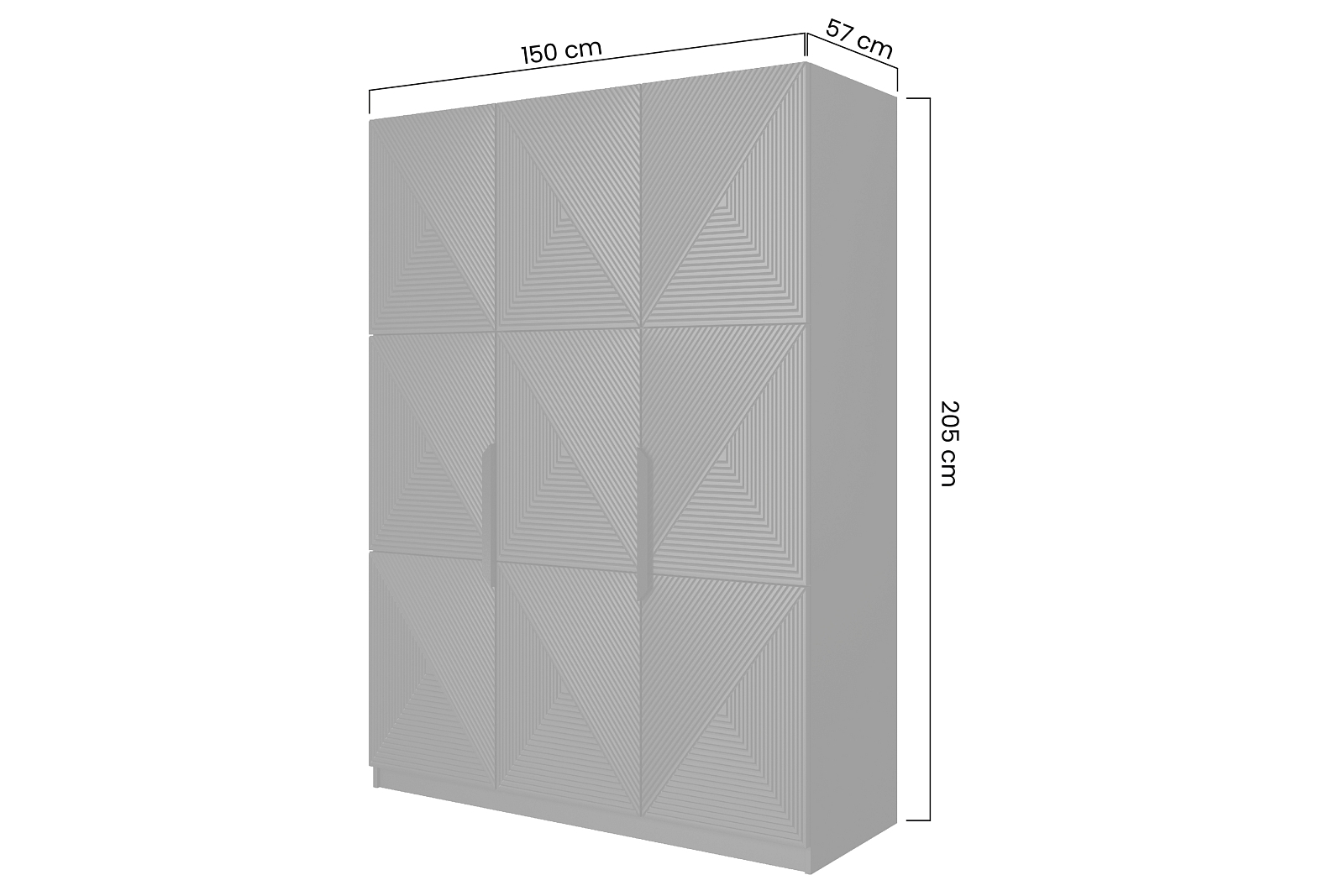 Šatní skříň ASHA 150 cm bílý mat – černé úchytky furnipol.cz