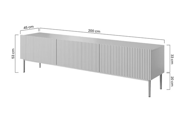 Moderní tv skříňka Nicole 200 cm na kovových nohách s šuplíkem