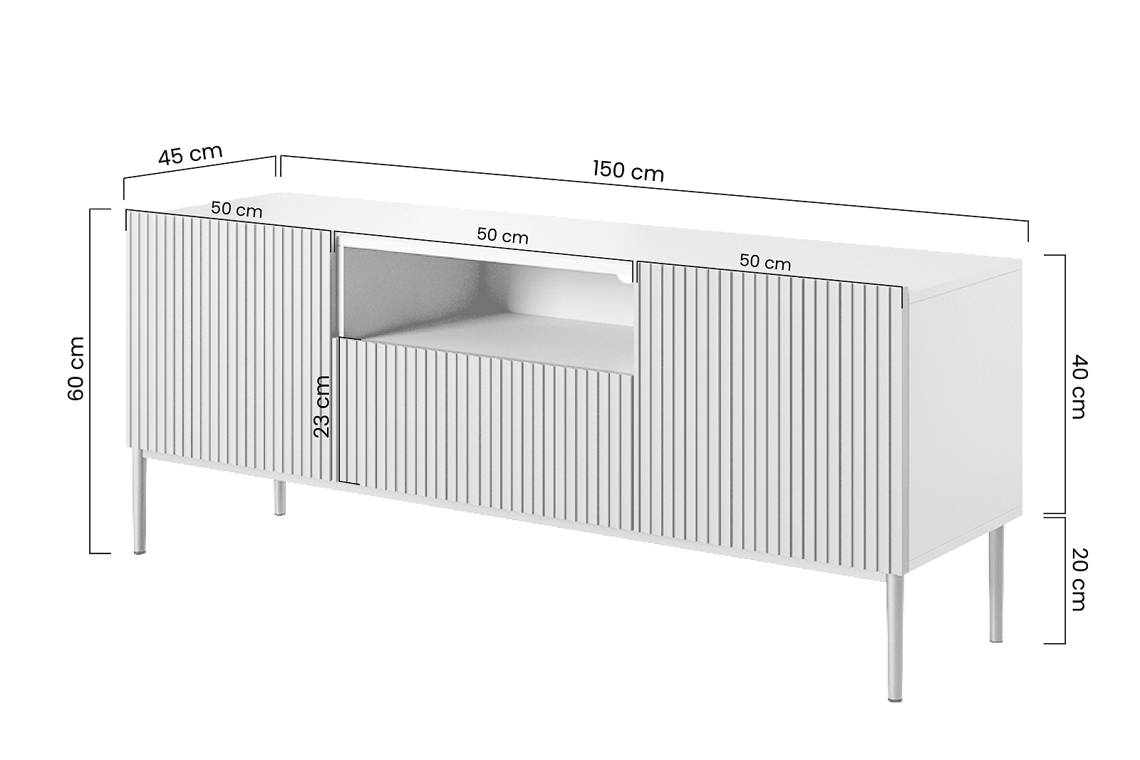 TV stolek NICOLE&nbsp;150 cm černý mat – zlaté nožky furnipol.cz
