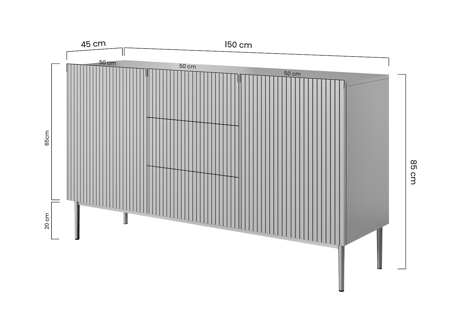 Komoda NICOLE 150 cm se zásuvkami kašmír – zlaté nožky furnipol.cz