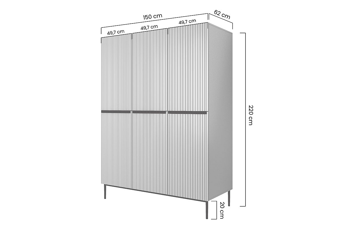 Šatní skříň NICOLE 150 cm kašmír – zlaté nožky furnipol.cz