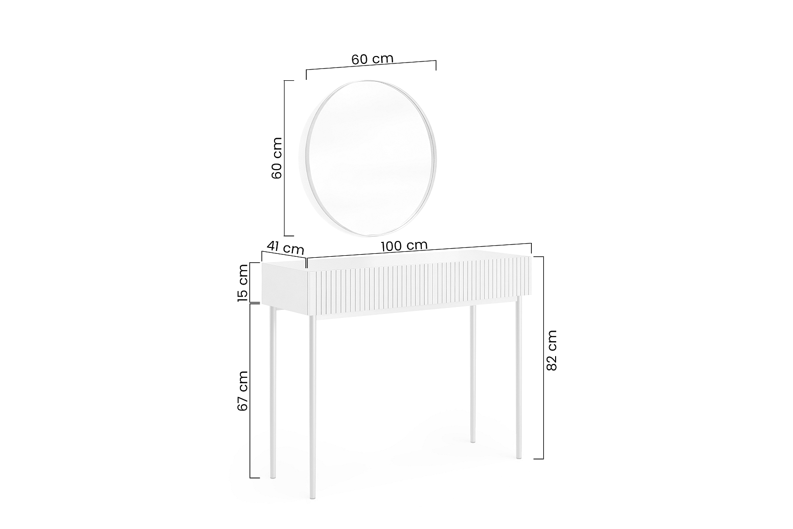 Toaletní stolek Nicole s černým zrcadlem 60 cm 1