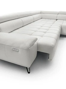 Kožená rohová sedací souprava PALLADIO L s elektrickým výsuvem. FURNIPOL