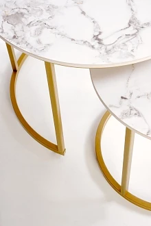 Set konferenčních stolků GILDA - Bílý mramor