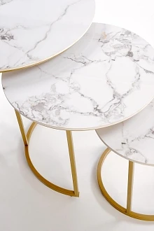 Set konferenčních stolků GILDA - Bílý mramor