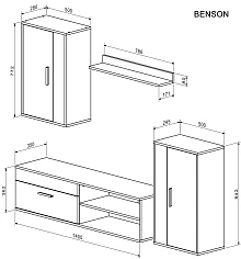 Obývací stěna BENSON dub artisan / černá – moderní set | furnipol.cz