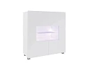 Komoda s vitrínou a LED osvětlením CALABRINI C-02  - Bílý lesk