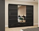 Šatní skříň FLORENCE 250x 218 se zrcadlem  - Černá