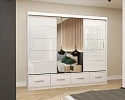 Šatní skříň FLORENCE 250x 218 se zrcadlem  - Bílá lesk