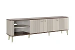 TV stolek Vesper 3D 187 cm  - kašmír / ořech / zlaté nohy