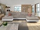 Sedací souprava do U COTERE BIS s rozkladem na spaní a úložným prostorem - Soft 017 / Uttario Velvet 2979 / Uttario Velvet 2955