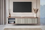 Závěsná TV skříňka Vesper 187 cm třídveřová  - Kašmír / Ořech