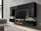 Obývací stěna CALABRINI XXIV s LED osvětlením - Dub artisan / Černý lesk