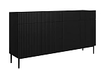 Čtyřdveřová komoda Nicole 200 cm se zásuvkami s ryhovaným čelem  - Černá / černé nohy