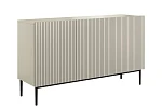 Moderní komoda Nicole 150 cm třídveřová s ryhovaným čelem  - Kašmír / černé nožky