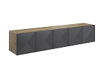 Závěsná TV skříňka Asha 200 cm s drážkovanými dvířky  - Dub artisan