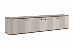 Závěsný TV stolek Vesper 4D 187 cm  - kašmír / ořech / černé úchytky