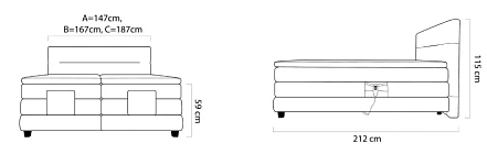 Boxspring postel TESSA 180x200 + elektrické polohování. FURNIPOL