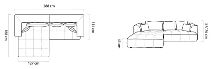 Rohová sedací soustava ALBIO S s elektrickým výsuvem