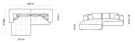 Rohová sedací soustava ALBIO S s elektrickým výsuvem