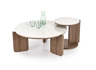 Set 2 konferečních stolků DIUNA / ořech,bílý mramor - Furnipol.cz