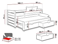Dětská postel s přistýlkou Tomasz 80x180 bílá šedá.jpg