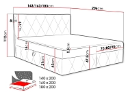 kontinentální Postel s topperem SIMOTI 140x200 šedá 9.jpg