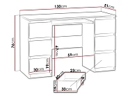 Psací stůl KUBA 130cm se zásuvkami Bílý 1.jpg