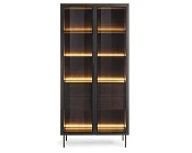 Vysoká Prosklená vitrína Lumi A s LED osvětlením Dub Dunin 5.jpg