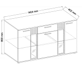 Moderní prosklená komoda Salsa 140 bílá dub artisan 1.jpg