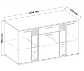 Moderní prosklená komoda Salsa 140 bílá dub artisan 1.jpg