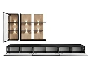 Obývací stěna SOUL s LED podsvícením černá/dub - Furnipol.cz