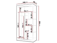 Šatní skříň INFINITY 100 II s posuvnými dveřmi a zrcadlem - Furnipol.cz