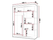Šatní skříň INFINITY 150 II s posuvnými dveřmi a zrcadlem - Furnipol.cz