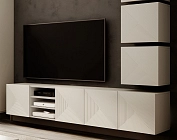 Závěsný TV stolek ASHA 200 cm kašmír s výklenky | furnipol.cz