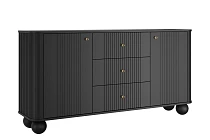 Komoda Vesper 160 cm se zásuvkami na kulových nohách - černá zlaté úchyty kulové nohy.jpg