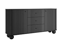 Komoda Vesper 160 cm se zásuvkami na kulových nohách - černá  černé úchyty.jpg