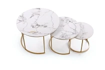 Set konferenčních stolků GILDA - Bílý mramor