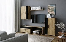 Obývací stěna BENSON dub artisan / černá – moderní set | furnipol.cz