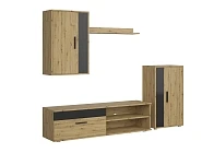 Obývací stěna BENSON dub artisan / černá – moderní set | furnipol.cz