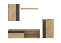 Obývací stěna BENSON dub artisan / černá – moderní set | furnipol.cz