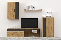 Obývací stěna BENSON dub artisan / černá – moderní set | furnipol.cz