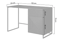 Psací stůl Asha 120 cm - černý mat / černý kovový rám - furnipol