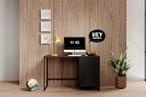 Psací stůl Asha 120 cm - černý mat / černý kovový rám - furnipol