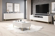 TV stolek NICOLE 200 cm bílý mat – zlaté nohy | furnipol.cz