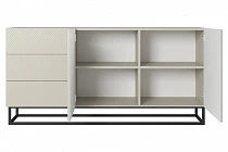 Moderní komoda Asha 167 cm dvoudvéřová s šuplíky - kašmír / černý rám - Furnipol