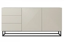 Moderní komoda Asha 167 cm dvoudvéřová s šuplíky - kašmír / černý rám - Furnipol