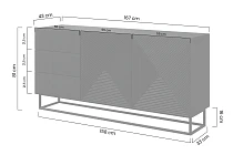 Moderní komoda Asha 167 cm dvoudvéřová s šuplíky - kašmír / černý rám - Furnipol