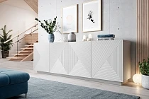 Komoda ASHA 200 cm bílý mat – drážkovaná čela | furnipol.cz