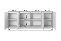 Moderní komoda Asha 200 cm čtyřdveřová - černý mat / černý rám